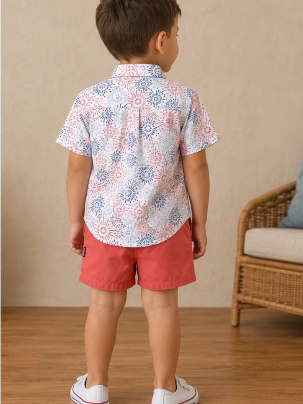 Eddie Bauer Boys Polo & Coral Drawstring Shorts Set - Picture 2 of 10